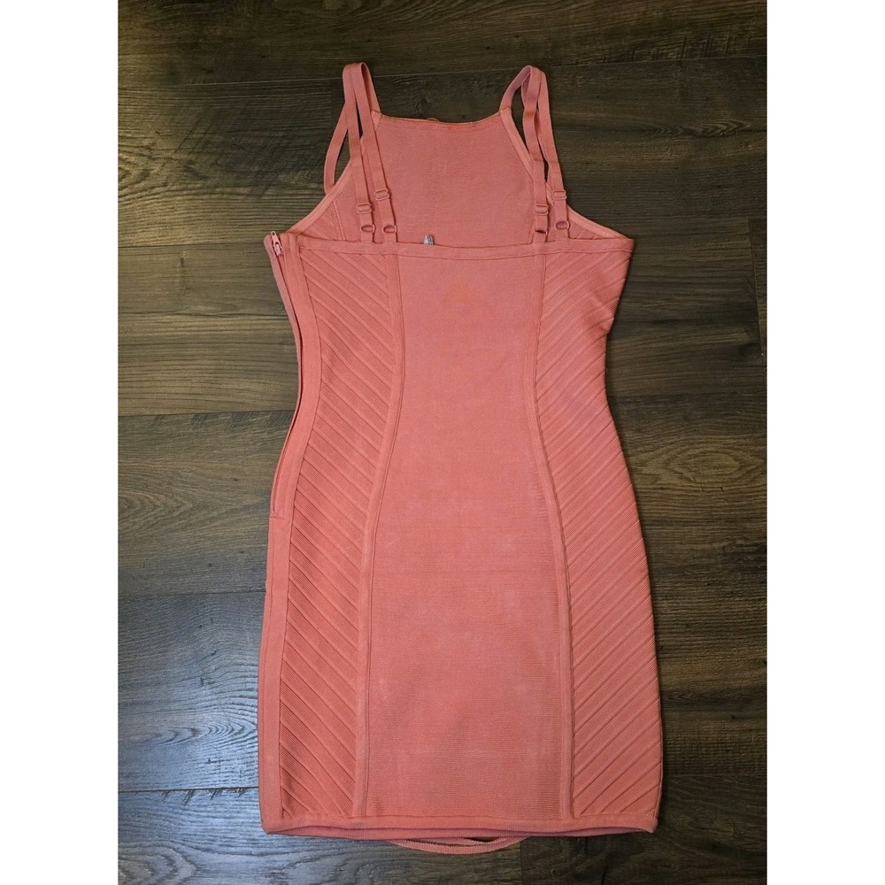 Stretta Bandage Bodycon Mini Dress M Pink‎ Salmon Peach Party Clubwear Y2K - Picture 10 of 13